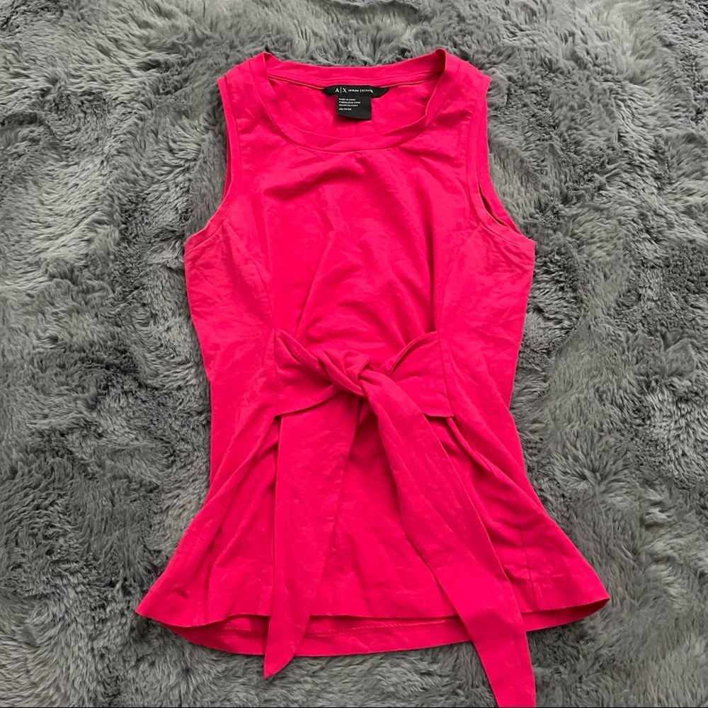A | X Bright Red-Pink Tie-Waist Sleeveless Top